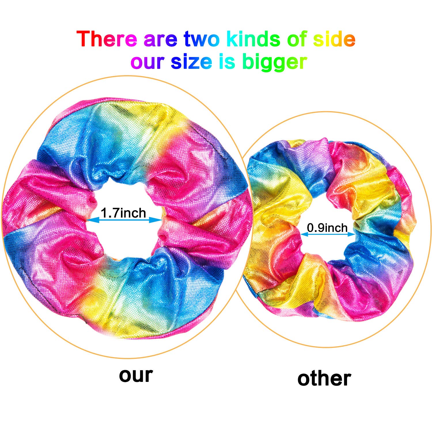 Tatuo scrunchie beside a ruler showing dimensions and accurate fit