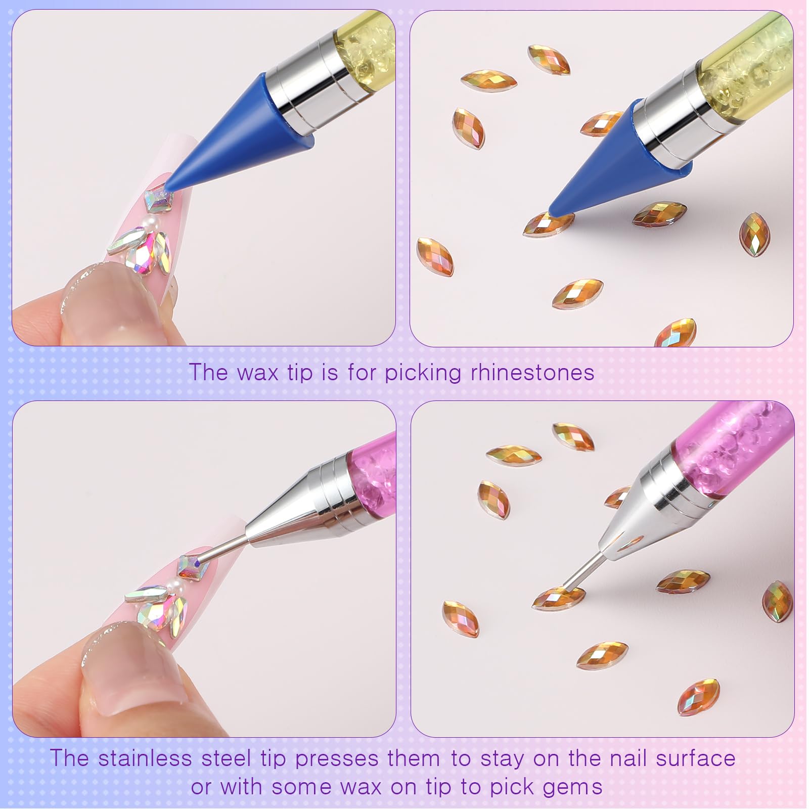 Tatuo stainless steel tip detail pressing a crystal for secure fit