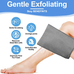 Tatuo mitt in use on wet skin showing effective dead-skin removal benefit