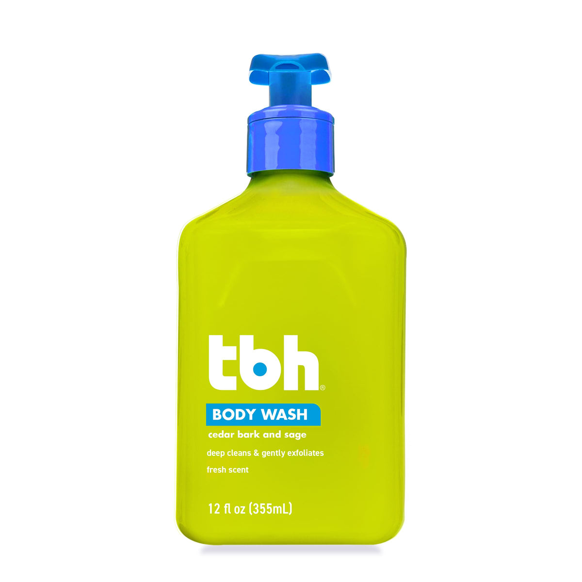TBH bottle front view showing label and 12 oz size, clear kid-friendly design