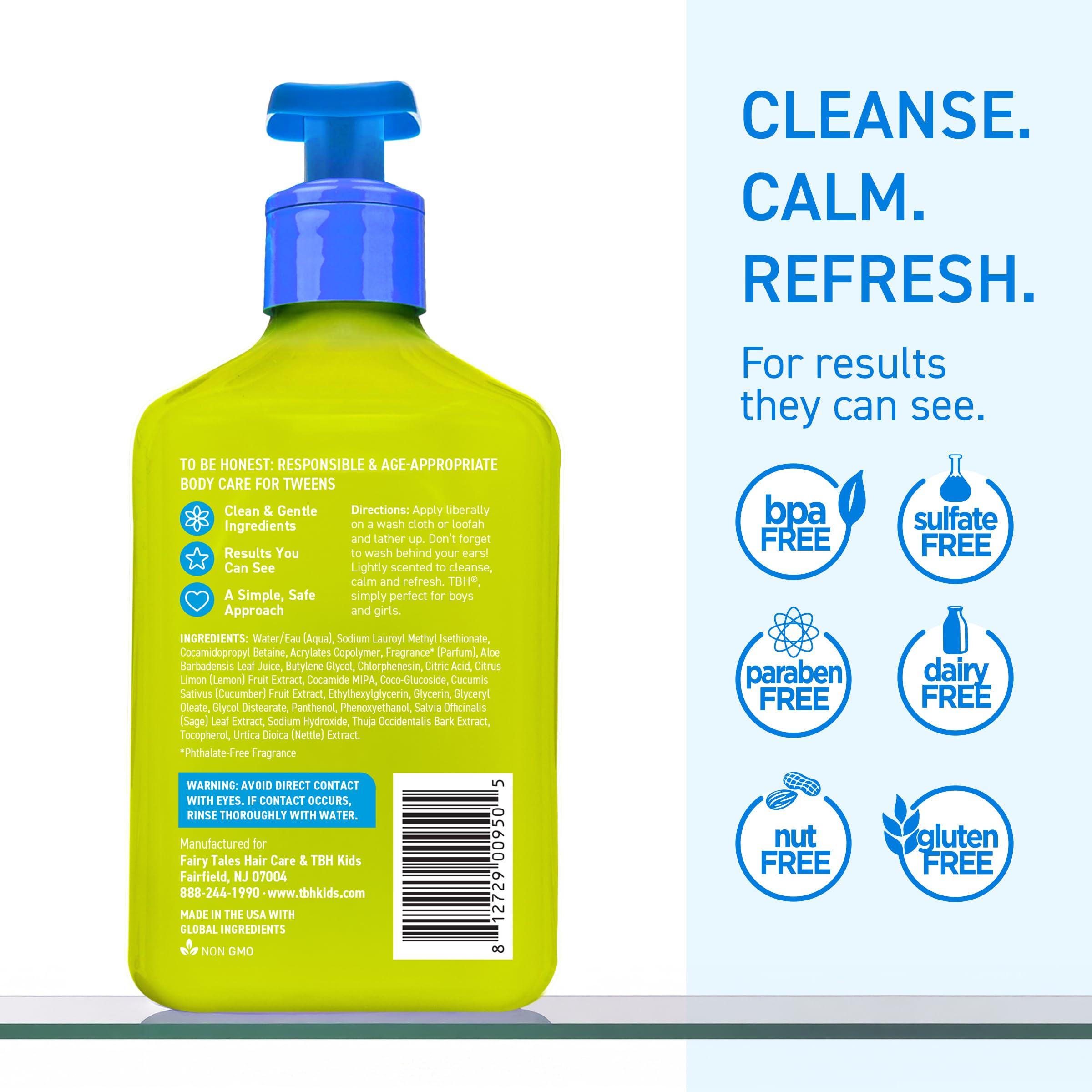 TBH body wash pump dispensing a small amount, easy morning use for tweens