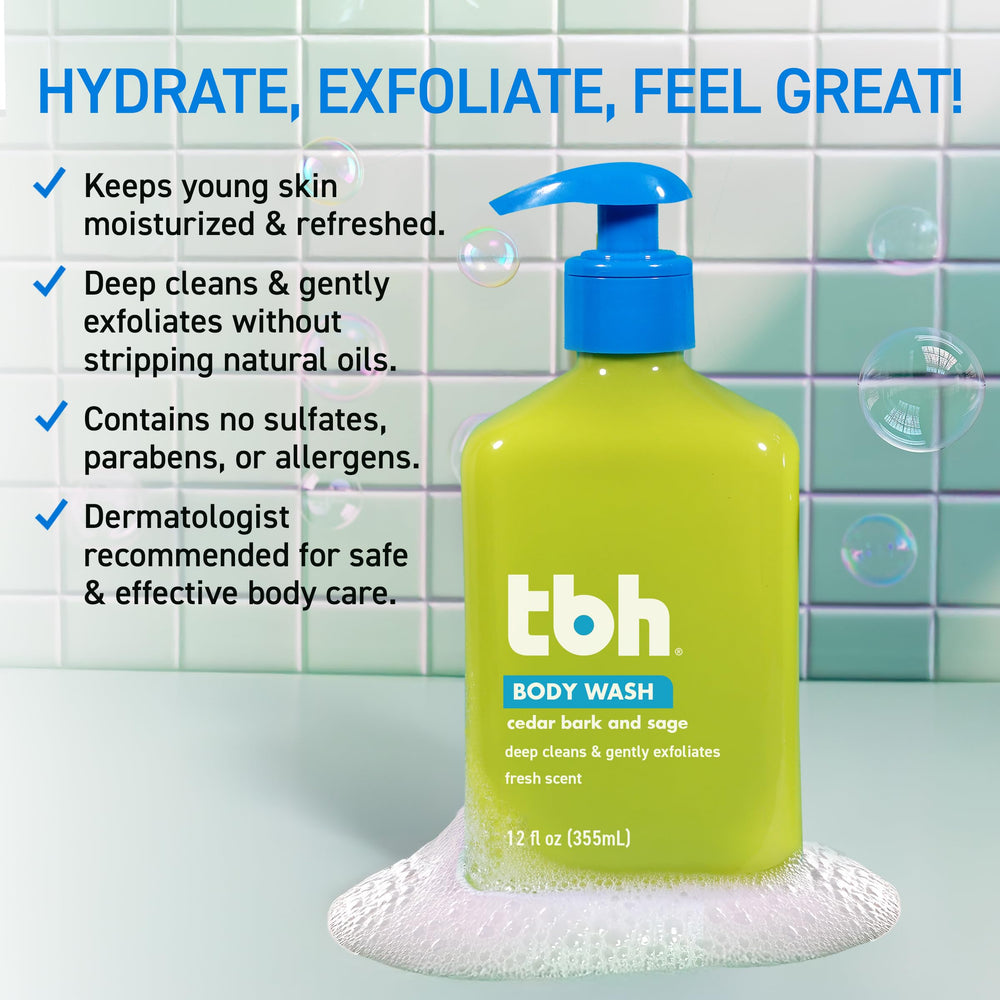 close-up creamy texture of TBH wash, gentle lathering for soft skin
