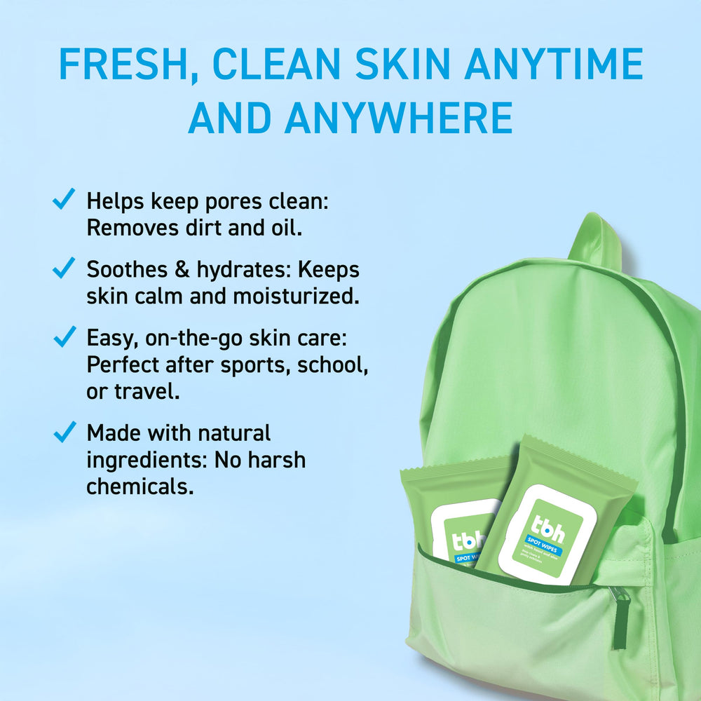 TBH wipe in use by teen removing oil and refreshing face quickly