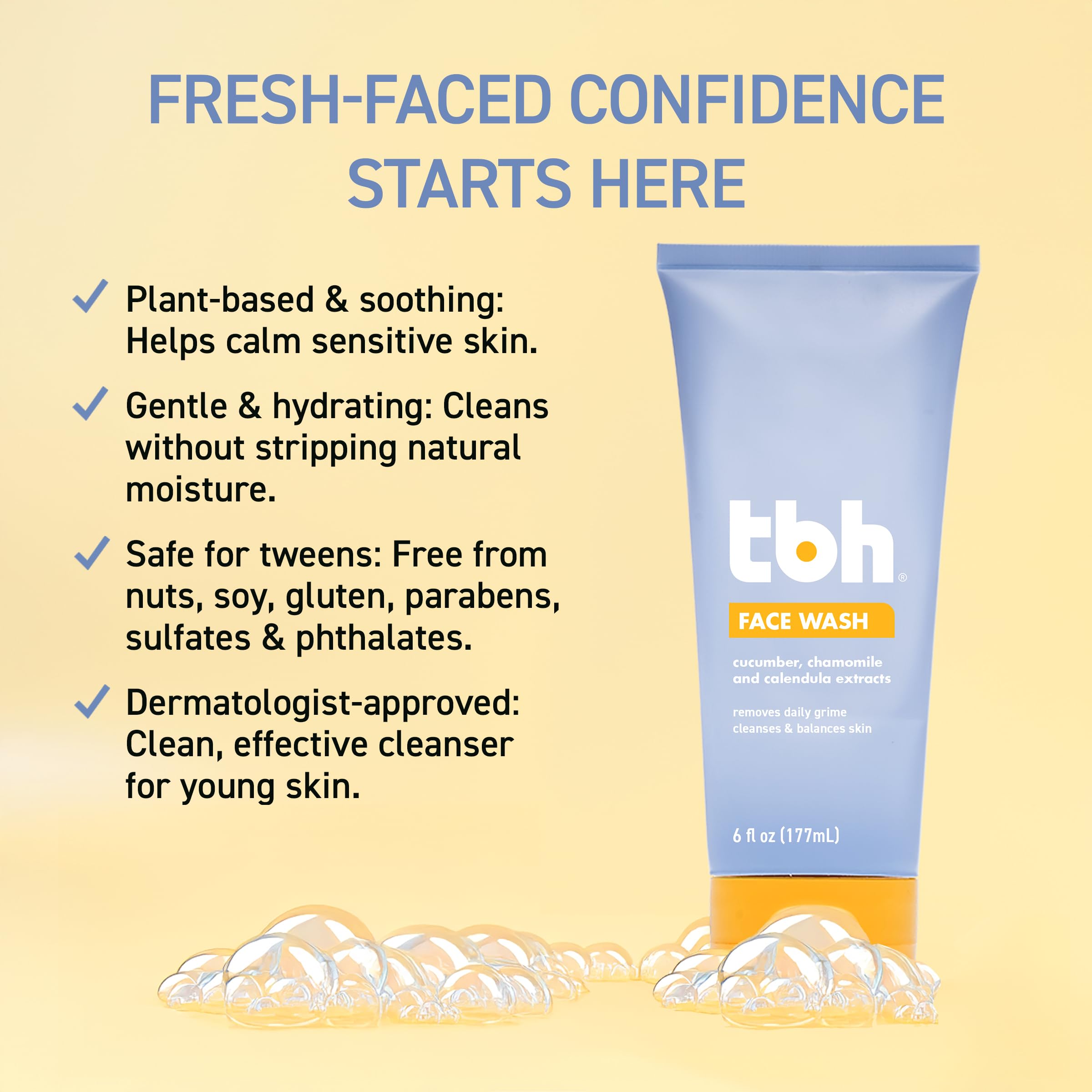 TBH label close-up showing chamomile and calendula ingredients benefit