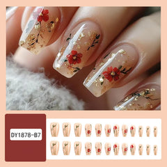 TBRZTR close-up of rose pattern detail on nail, delicate floral accent