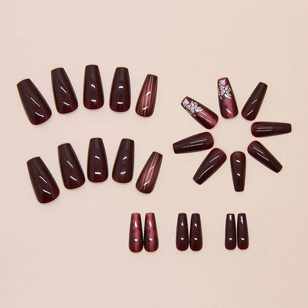 TBRZTR side profile of coffin-shaped medium nails showing shape and comfortable fit