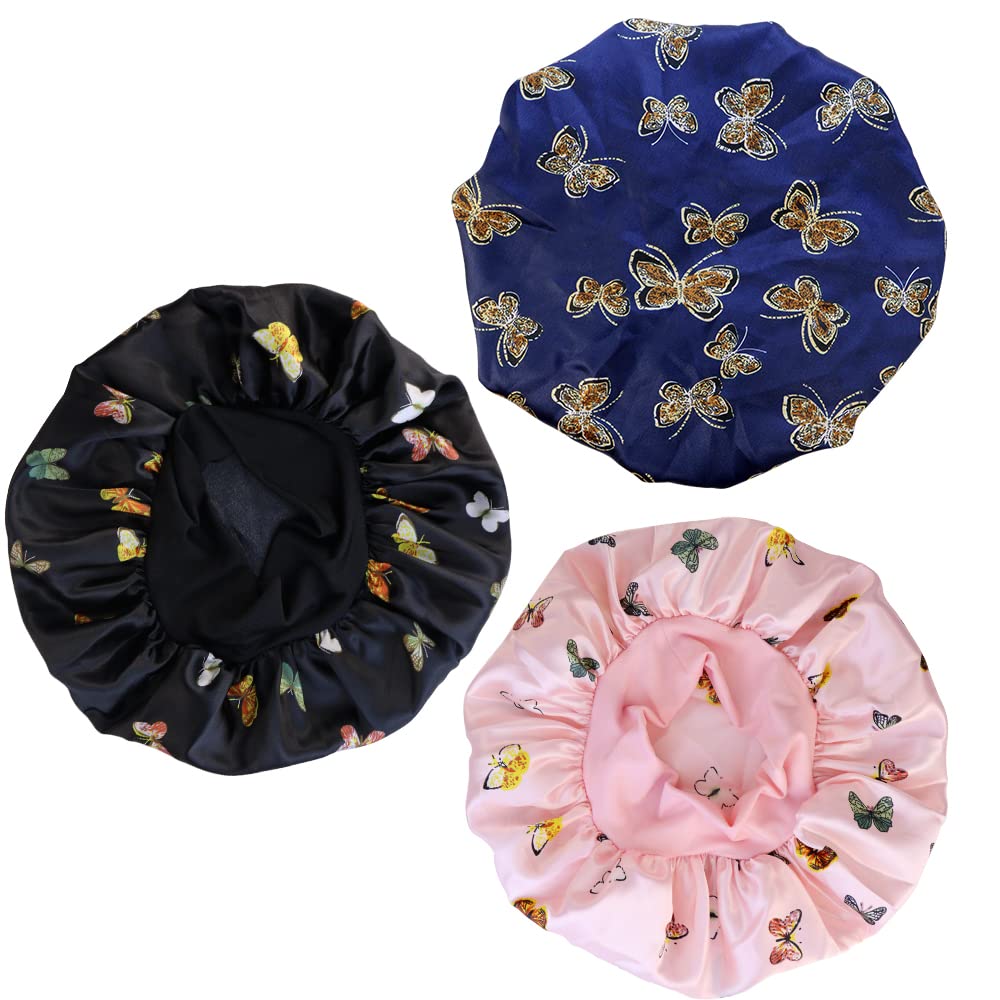 TCOTBE front view of three bonnets showing colors and secure fit benefit