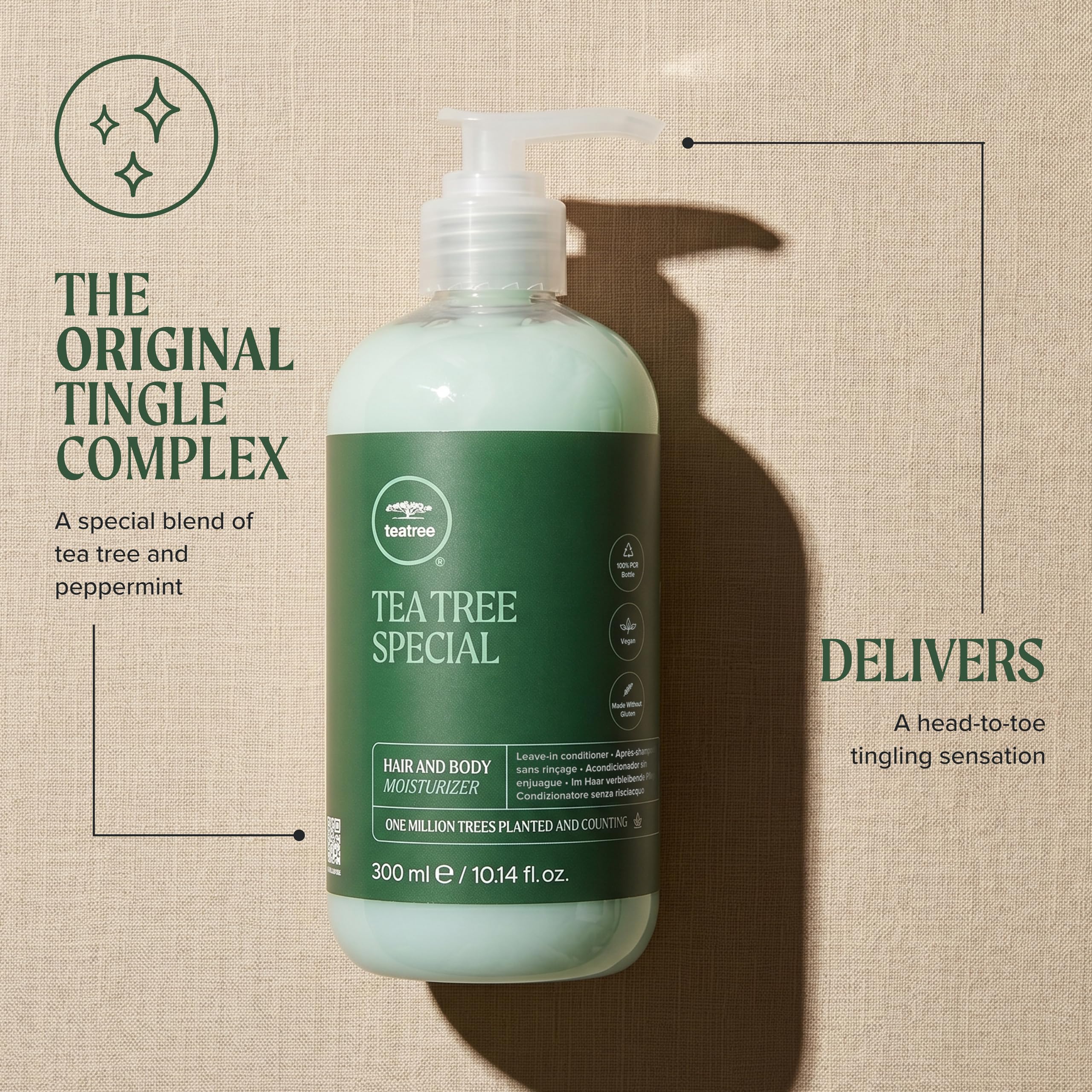 Tea Tree bottle on bathroom shelf in lifestyle setting showing everyday routine benefit