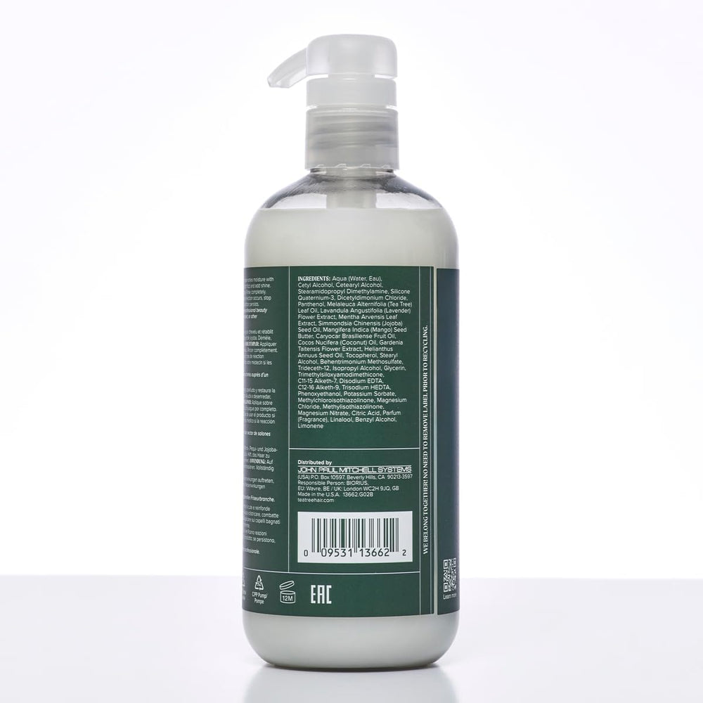 Tea Tree product staged in spa-like bathroom delivering relaxing scent benefit