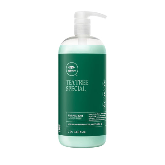 Tea Tree front bottle showing branding and 33.8 fl oz size benefit: value-sized supply