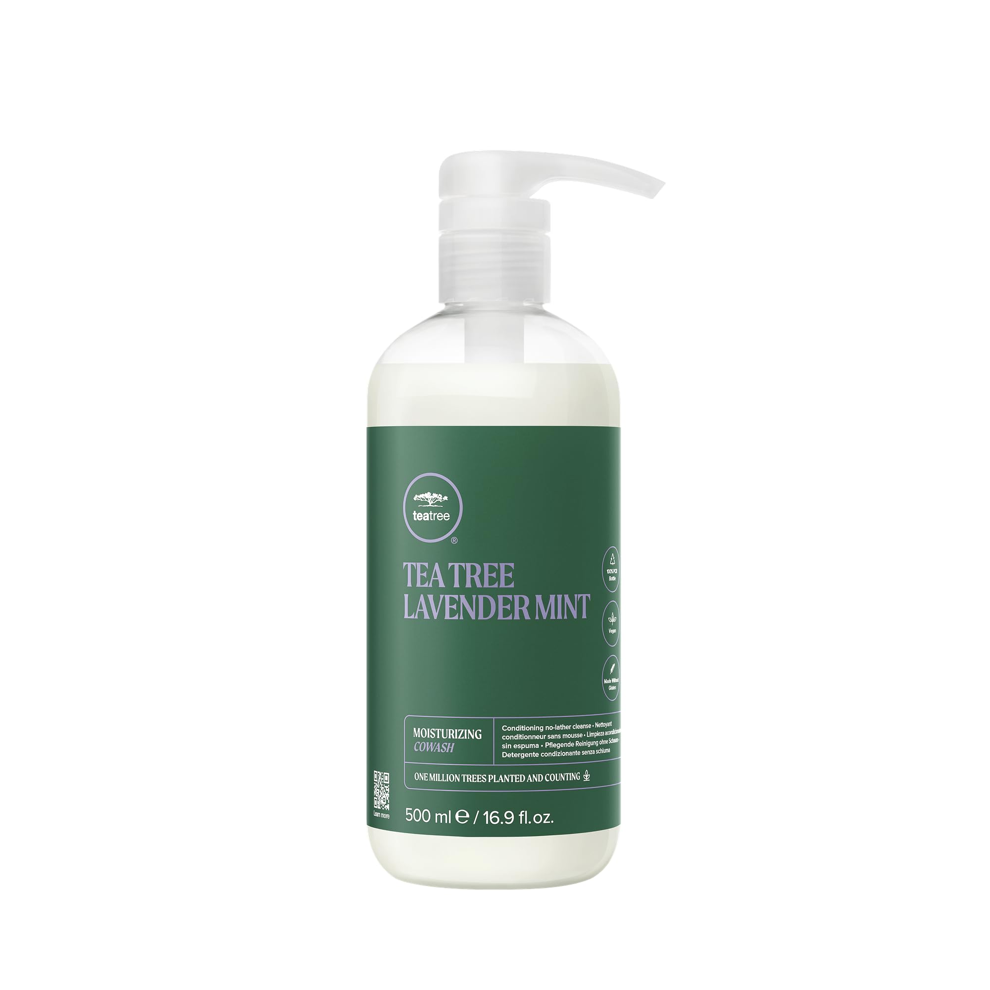 Tea Tree bottle front packaging showing calming lavender scent benefit
