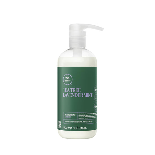 Tea Tree bottle front packaging showing calming lavender scent benefit