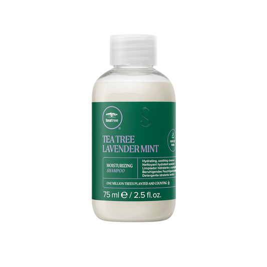 Tea Tree front bottle showing label and calming lavender fragrance benefit