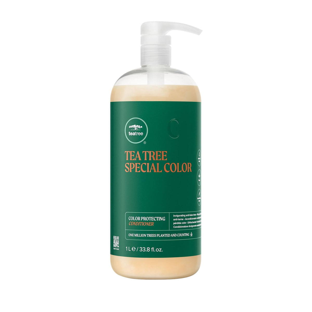 Tea Tree front bottle showing full 33.8 fl oz packaging and color-safe branding benefits