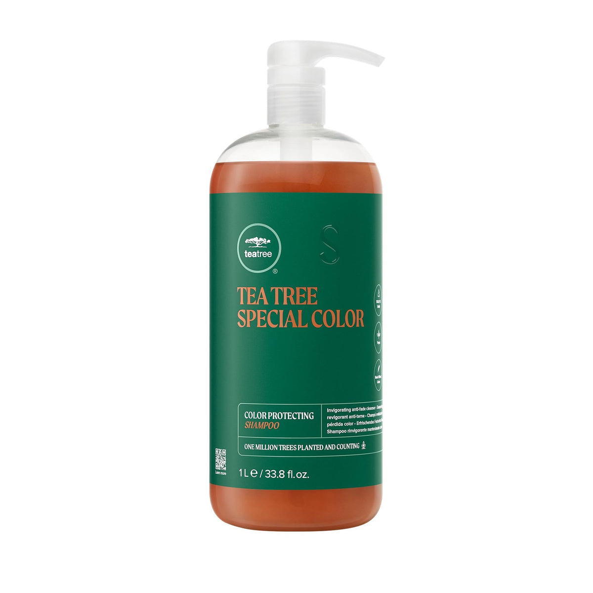 Tea Tree front bottle view showing size and color-protecting benefit