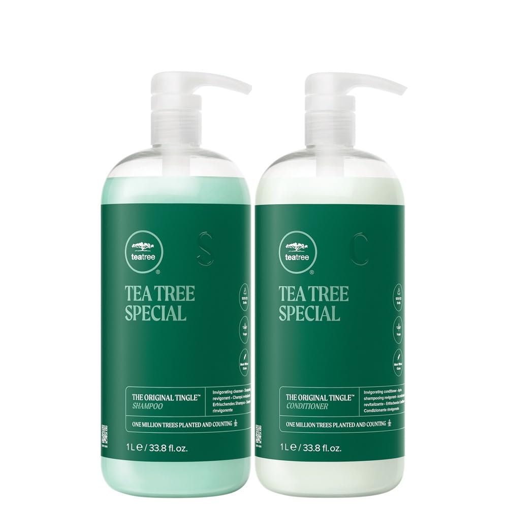 Tea Tree duo front packaging showing both 33.8 oz bottles and brand benefits