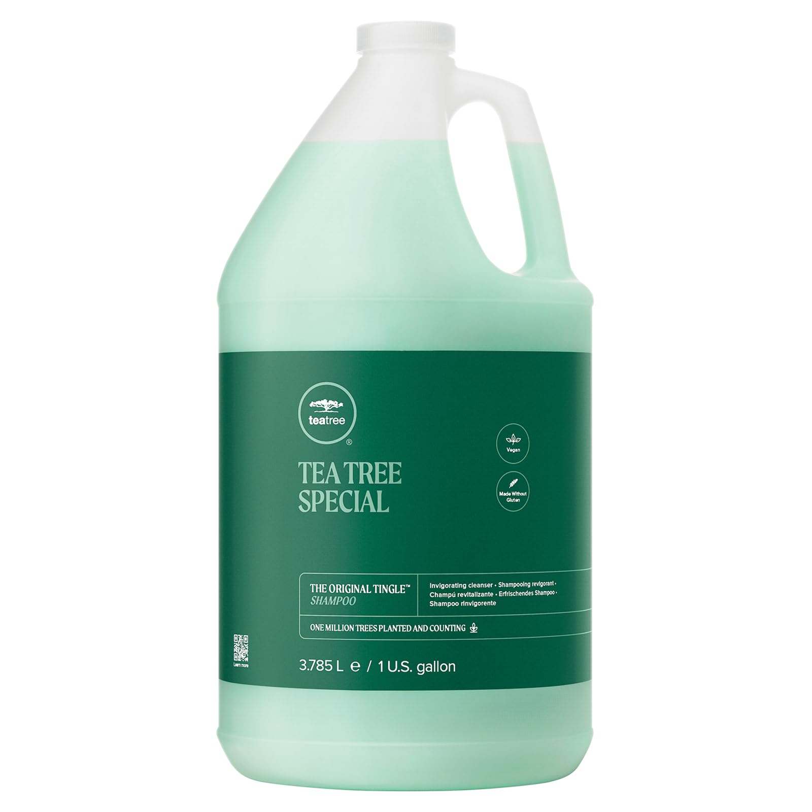 Tea Tree front bottle view showing 128 fl oz label and salon-size value