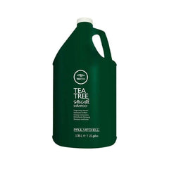 Tea Tree shampoo dispense and foam close-up demonstrating cleansing action