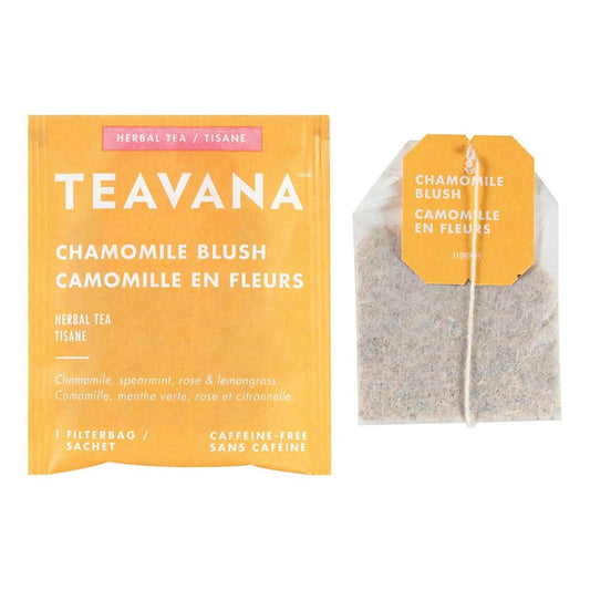Teavana chamomile blush loose leaf close-up revealing chamomile and rose pieces