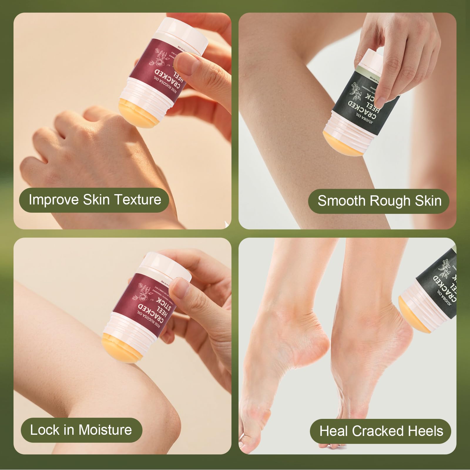TEAWOO balm application in use on heel for targeted dry spot relief