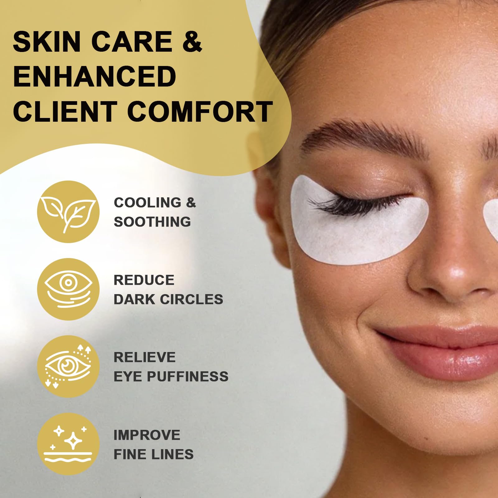 TEAWOO under eye patch in use during lash extension for protection