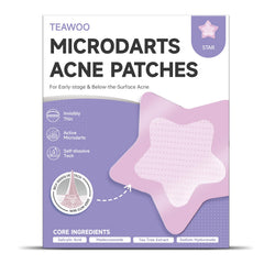 TEAWOO front packaging showing 36 pink star patches and travel-ready design benefit