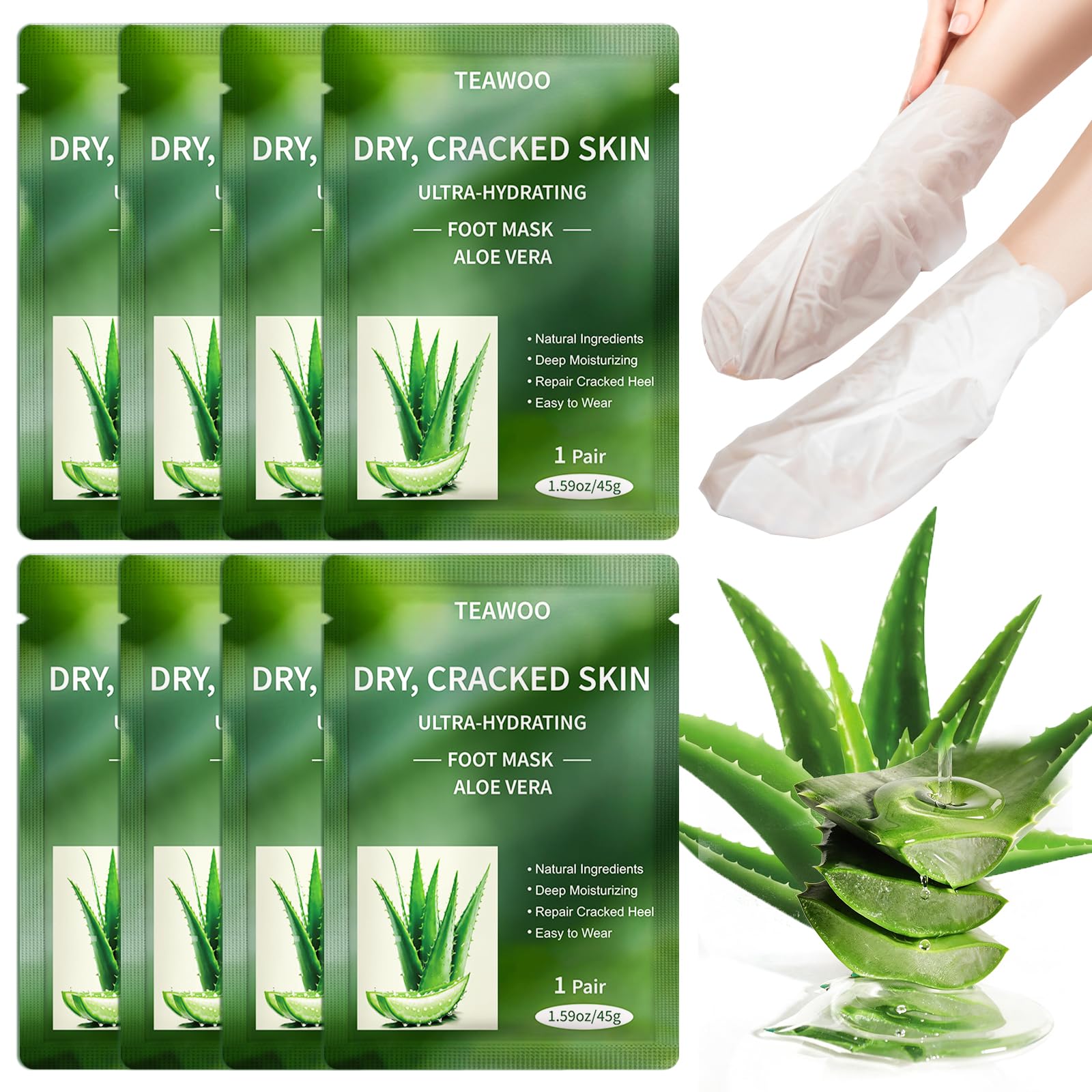 TEAWOO front packaging showing box of moisturizing foot masks for easy selection