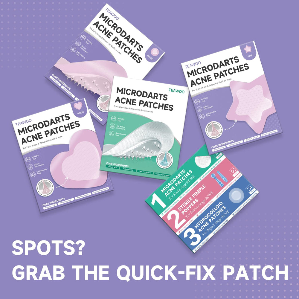 TEAWOO patch pack in a purse ready for on-the-go acne care