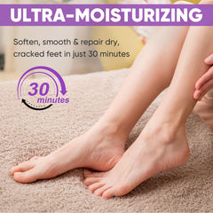 TEAWOO opened moisturizing foot sock with visible serum for easy application