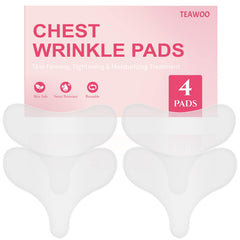 TEAWOO packaging front view showing four reusable chest wrinkle pads and benefits