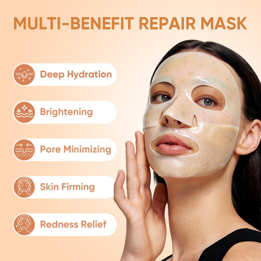 TEAWOO sheet mask applied on model demonstrating overnight fit and glow