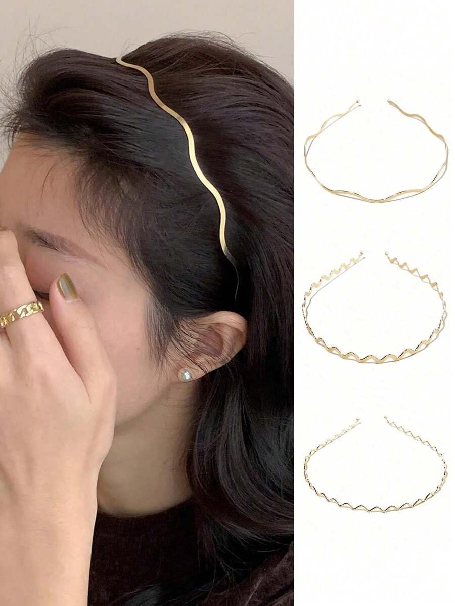 TEBIEKOY silver headbands front view showing sleek finish and versatile styling benefit