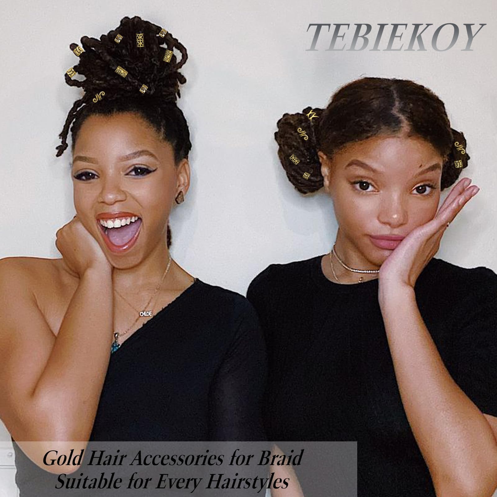 TEBIEKOY hair jewelry applied to bridal updo adding refined golden accents