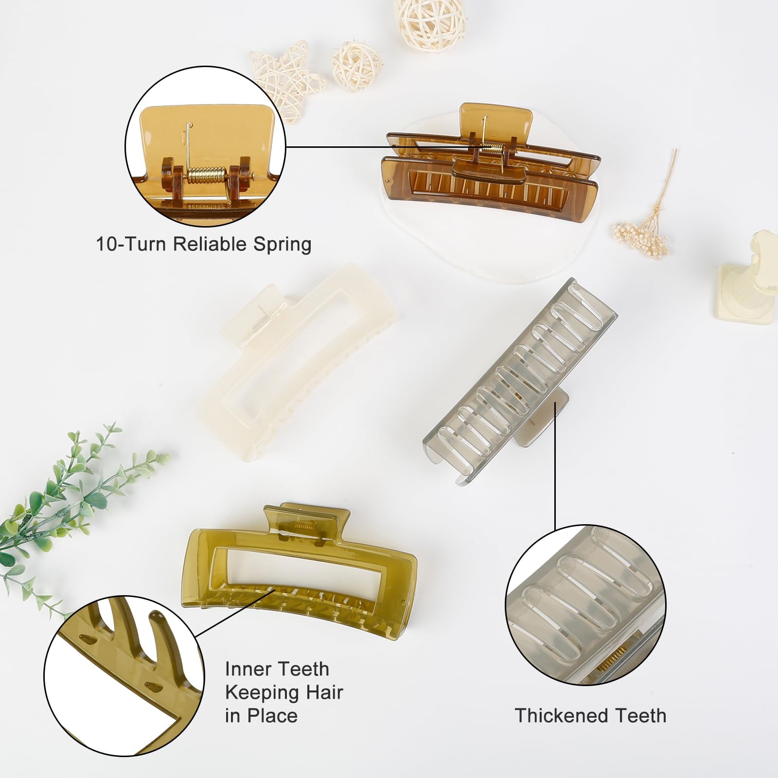 TEBIEKOY four neutral color clips laid flat showing matching versatility
