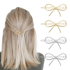 TEBIEKOY front view of four bow hairpins, simple stylish accessory