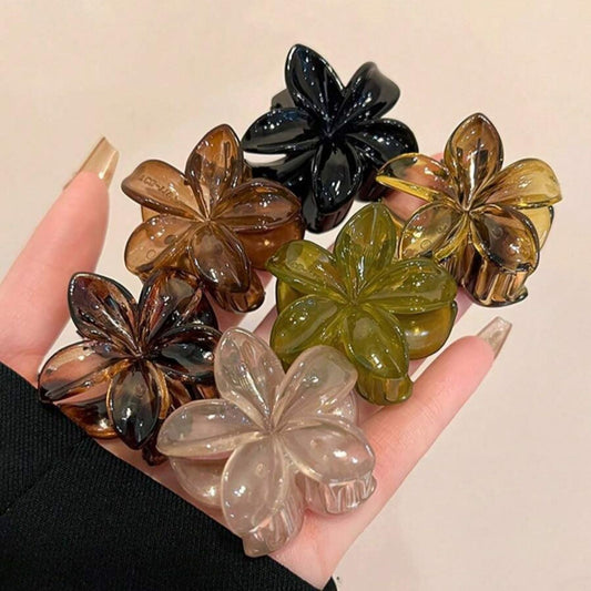 TEBIEKOY front view of six flower clips showing color variety and compact pack convenience