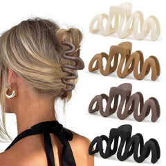 TEBIEKOY front view of four colorful claw clips, easy styling benefit