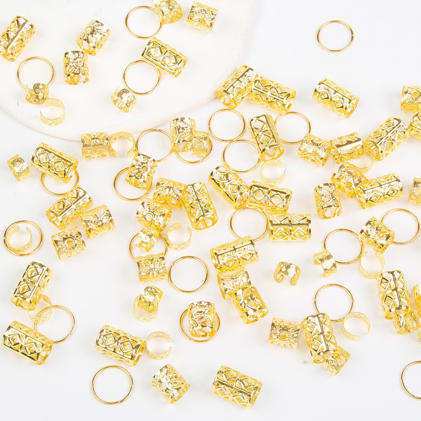 TEBIEKOY five unique gold hair cuff styles displayed to show variety and styling options
