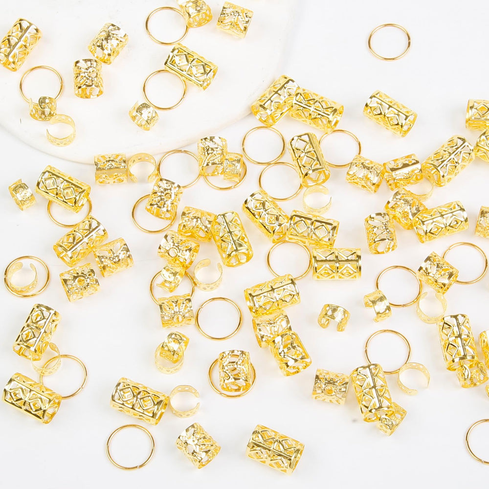 TEBIEKOY five unique gold hair cuff styles displayed to show variety and styling options