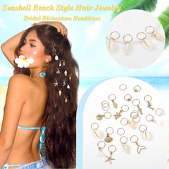 TEBIEKOY charms in braids on model at beach illustrating summer-ready styling