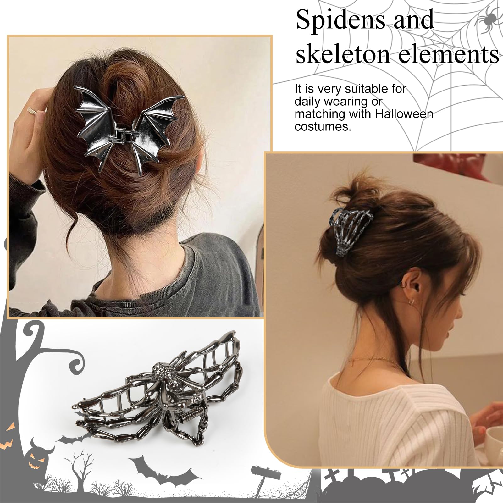 TEBIEKOY spider web clip side profile highlights motif and hold strength