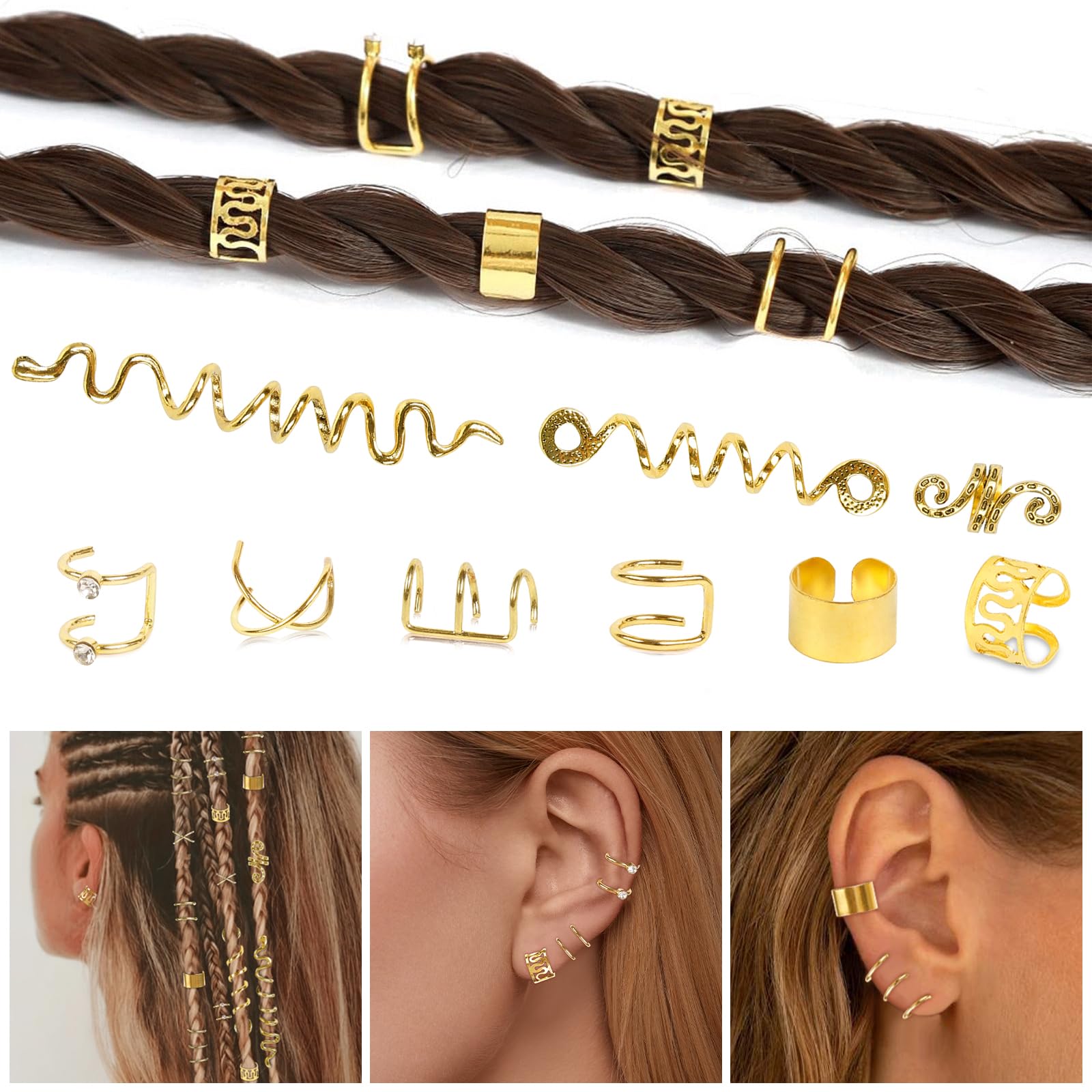 TEBIEKOY spiral clip threaded into braid demonstrating secure hold and styling detail