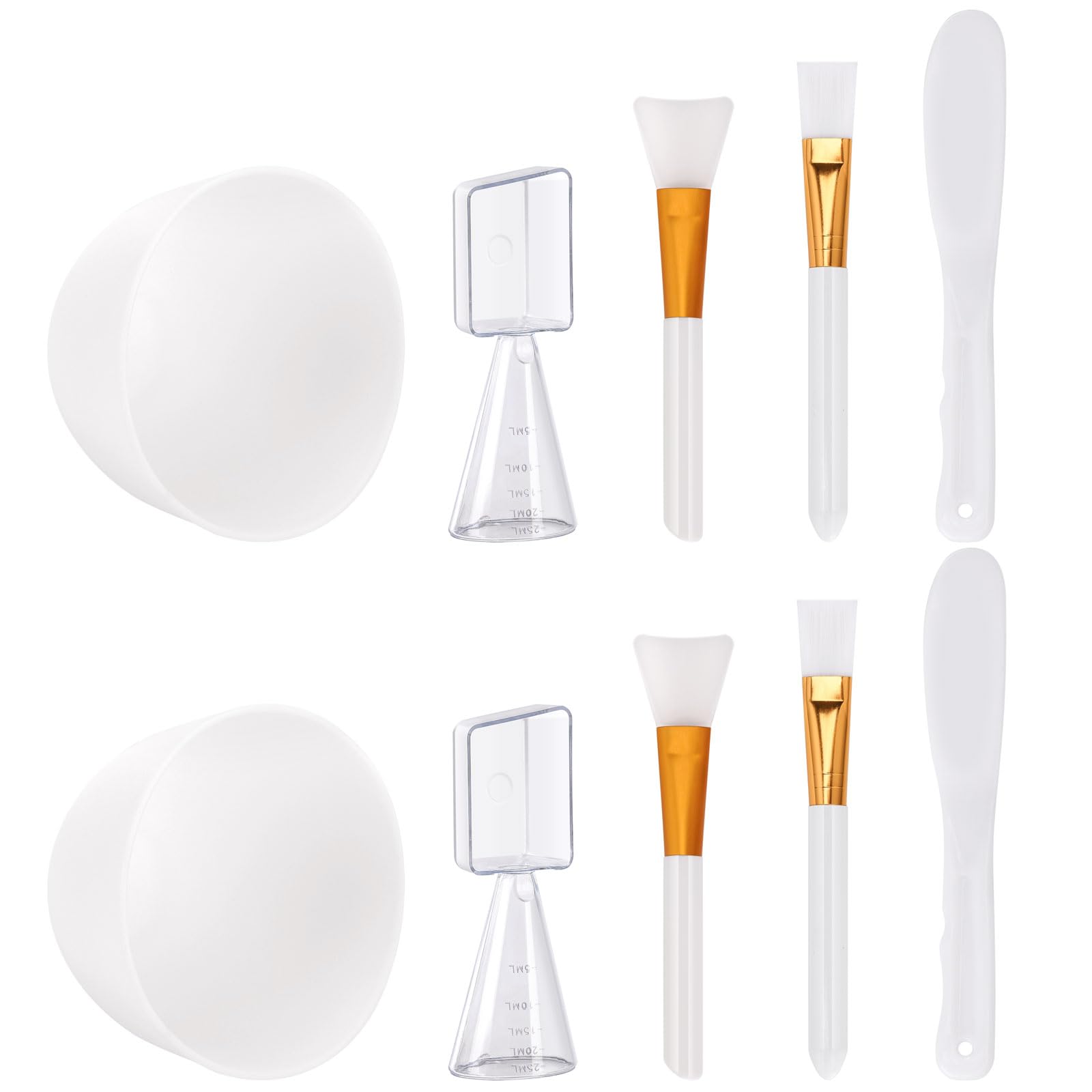 Tecbeauty front view of complete white 10-piece mixing kit showing organized tools