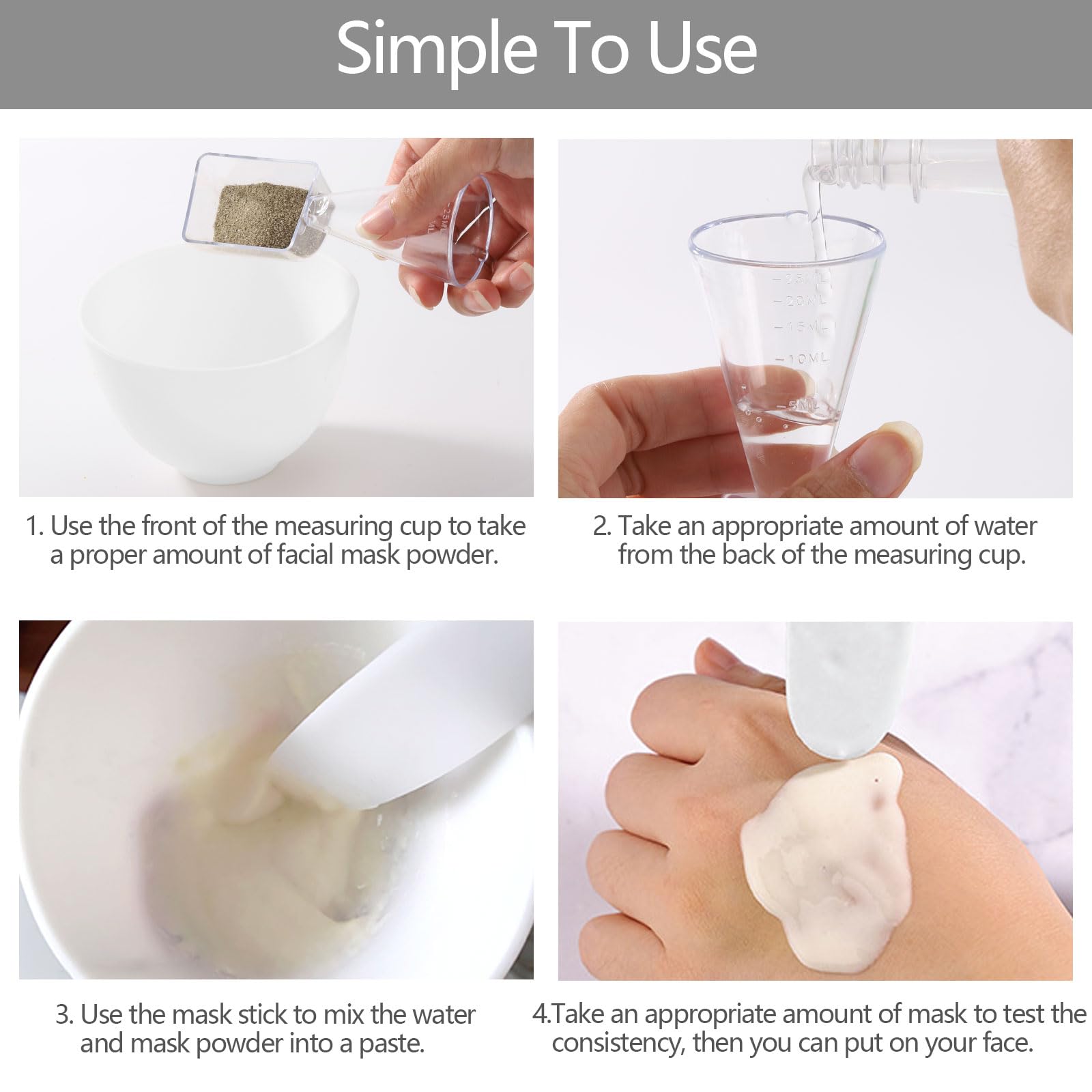 Tecbeauty hands mixing a clay mask in the silicone bowl for mess-free prep