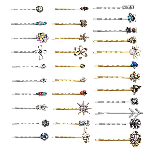 TEEMI front packaging showing ten mixed vintage alloy bobby pins and benefits of variety