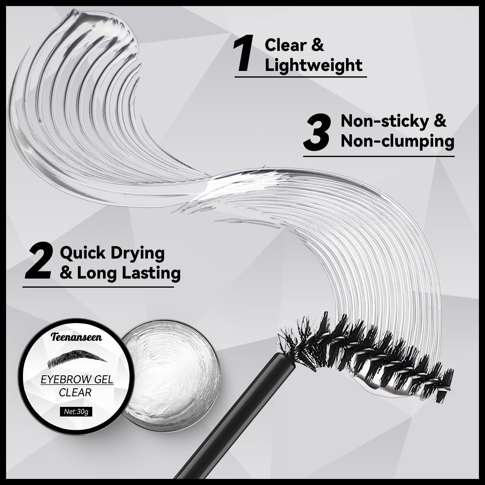 Teenanseen gel texture close-up highlights lightweight, non-sticky finish