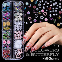 Teenitor close-up of 3D flower and butterfly charms highlighting delicate detail