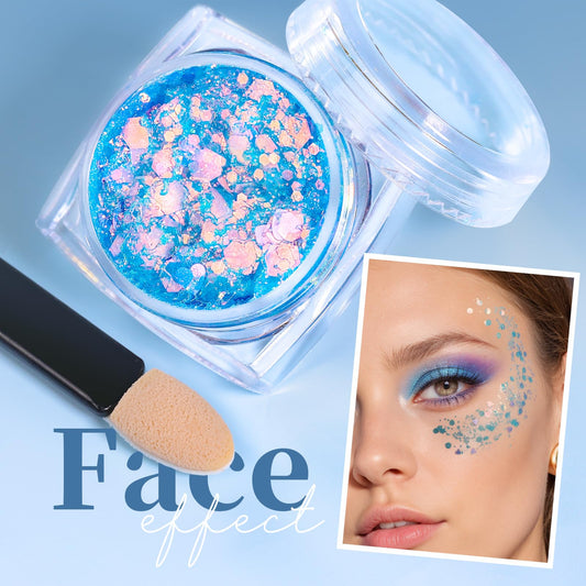 Teenitor close-up of six glitter shapes displaying variety and creative options