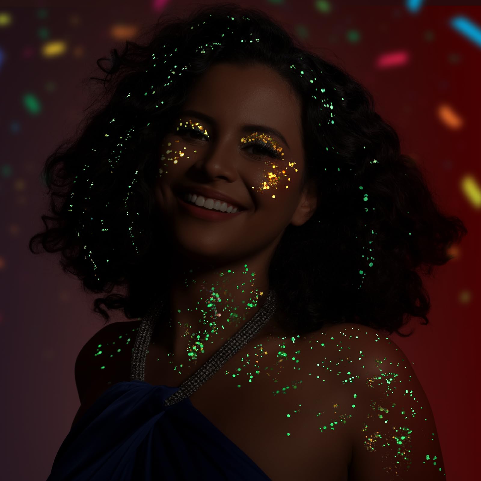 Teenitor applied on cheekbone demonstrating glow for striking festival looks