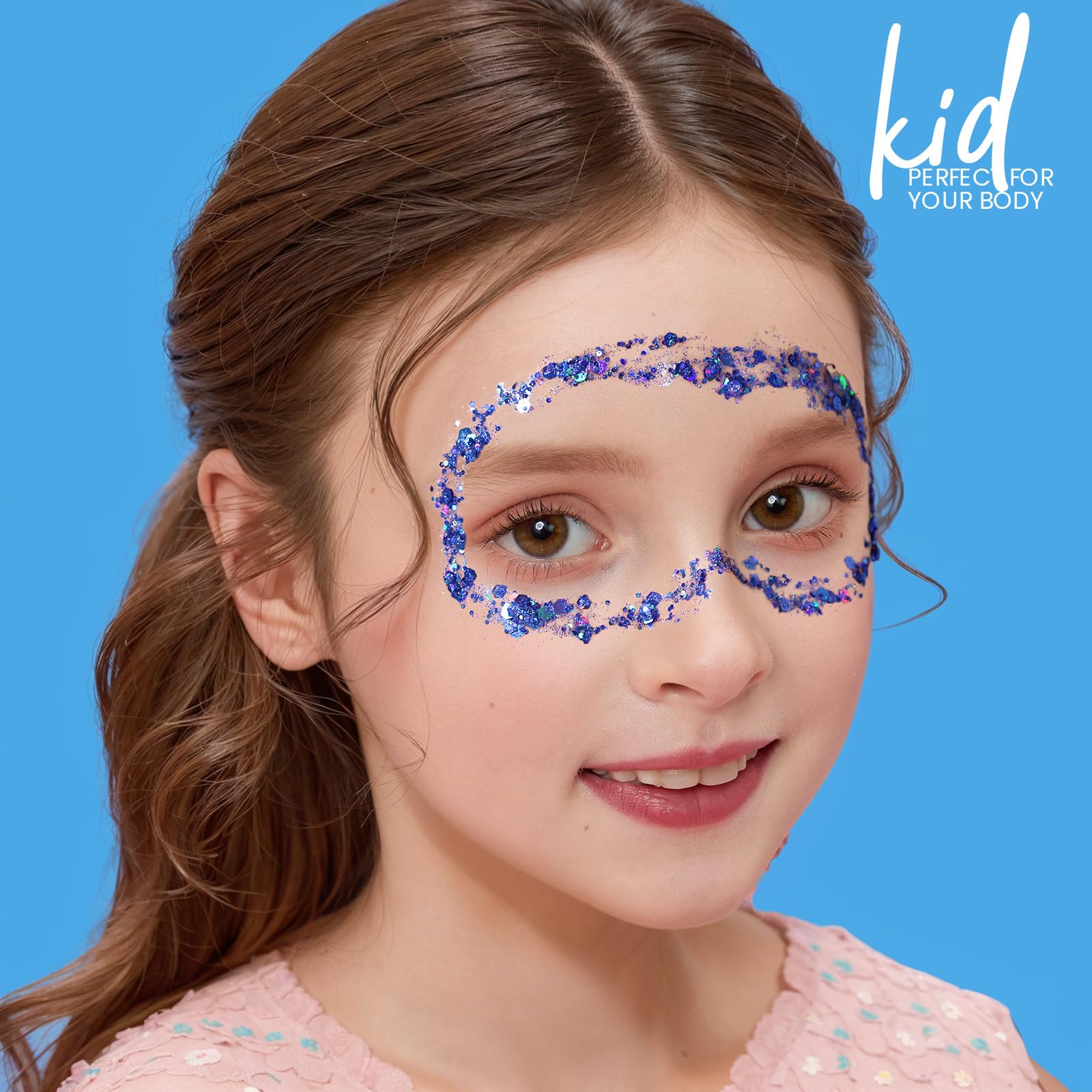 Festival scene with Teenitor glitter on face and body creating dramatic glow